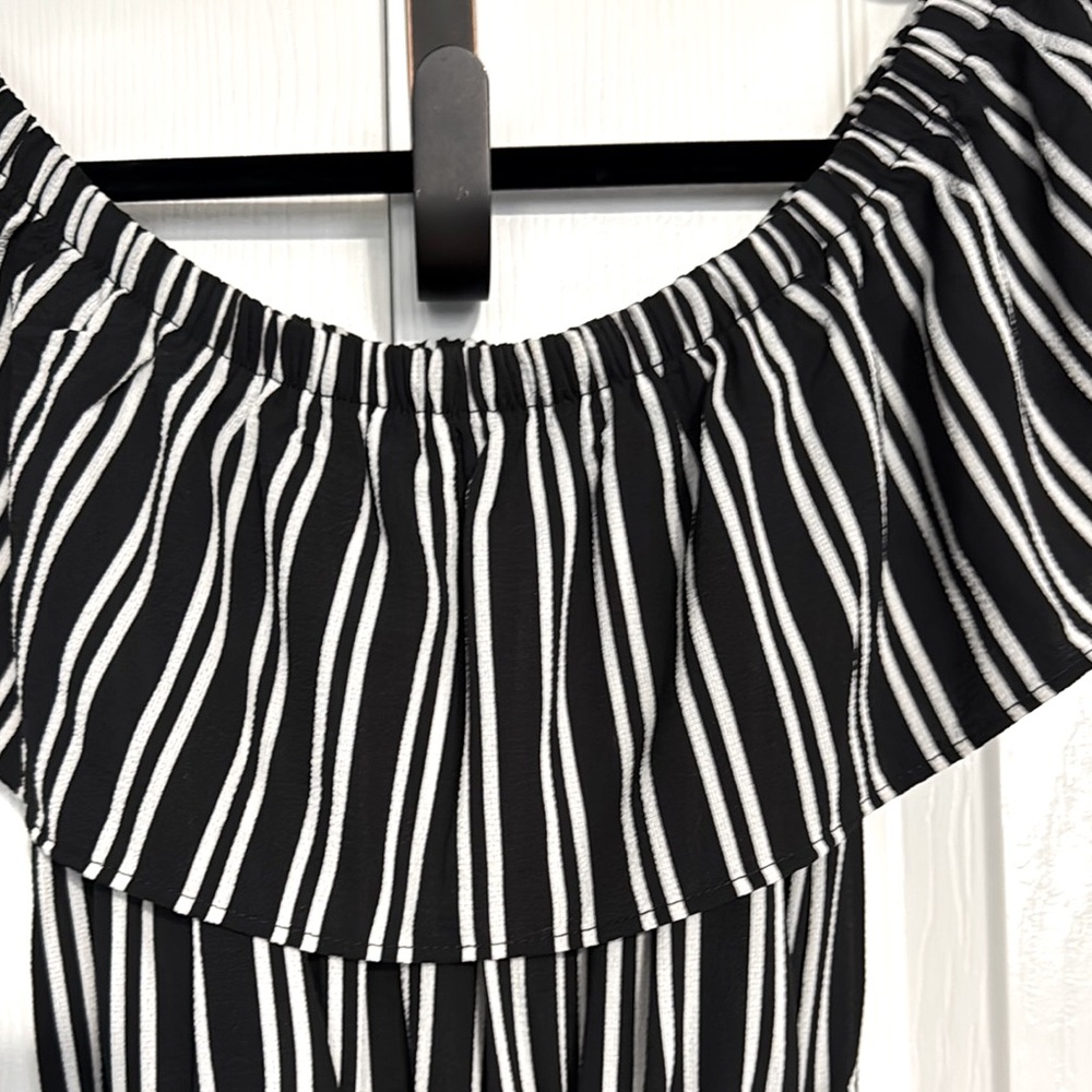 2 for $20✨Como Vintage Striped Off-Shoulder Midi Dress | Size Small - Picture 4 of 6